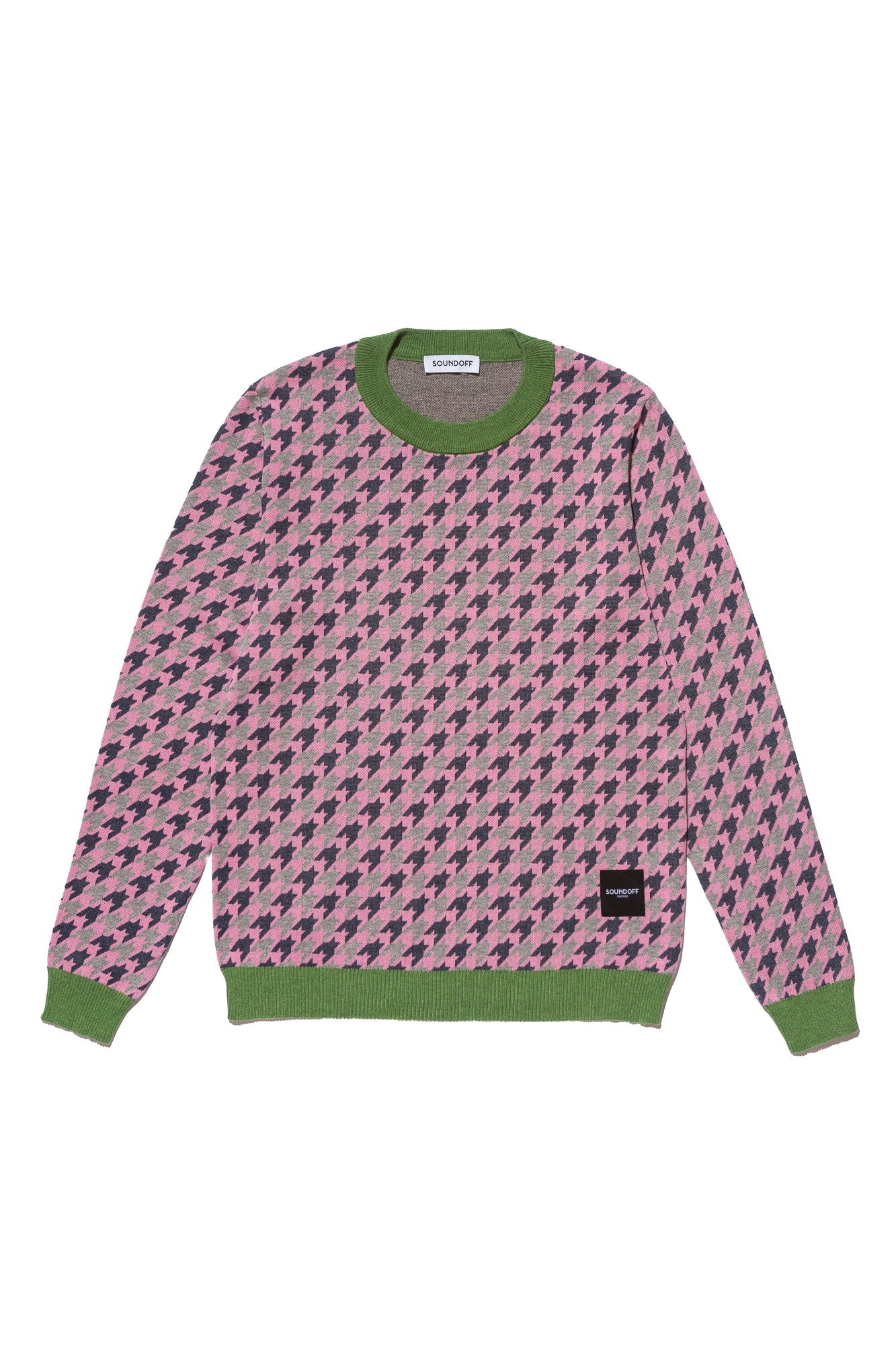 HOUNDSTOOTH KNIT CREW; MADE TO ORDER; PINK