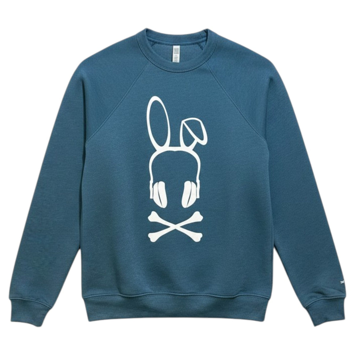 BAD BUNNY HEADPHONES RAGLAN CREWNECK SWEATSHIRT | HEATHER TEAL