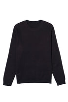 chicago heart classic crew neck knit sweater in black with red distressed heart graphic back view by soundoff