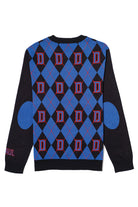 depaul university d argyle classic crew neck knit sweater in yale blue chili red and black – blue demons collegiate apparel by Soundoff - back view.