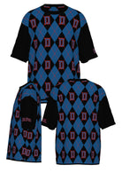 depaul university d argyle short sleeve knit sweater in yale blue chili red and black – blue demons collegiate apparel by Soundoff - all views.