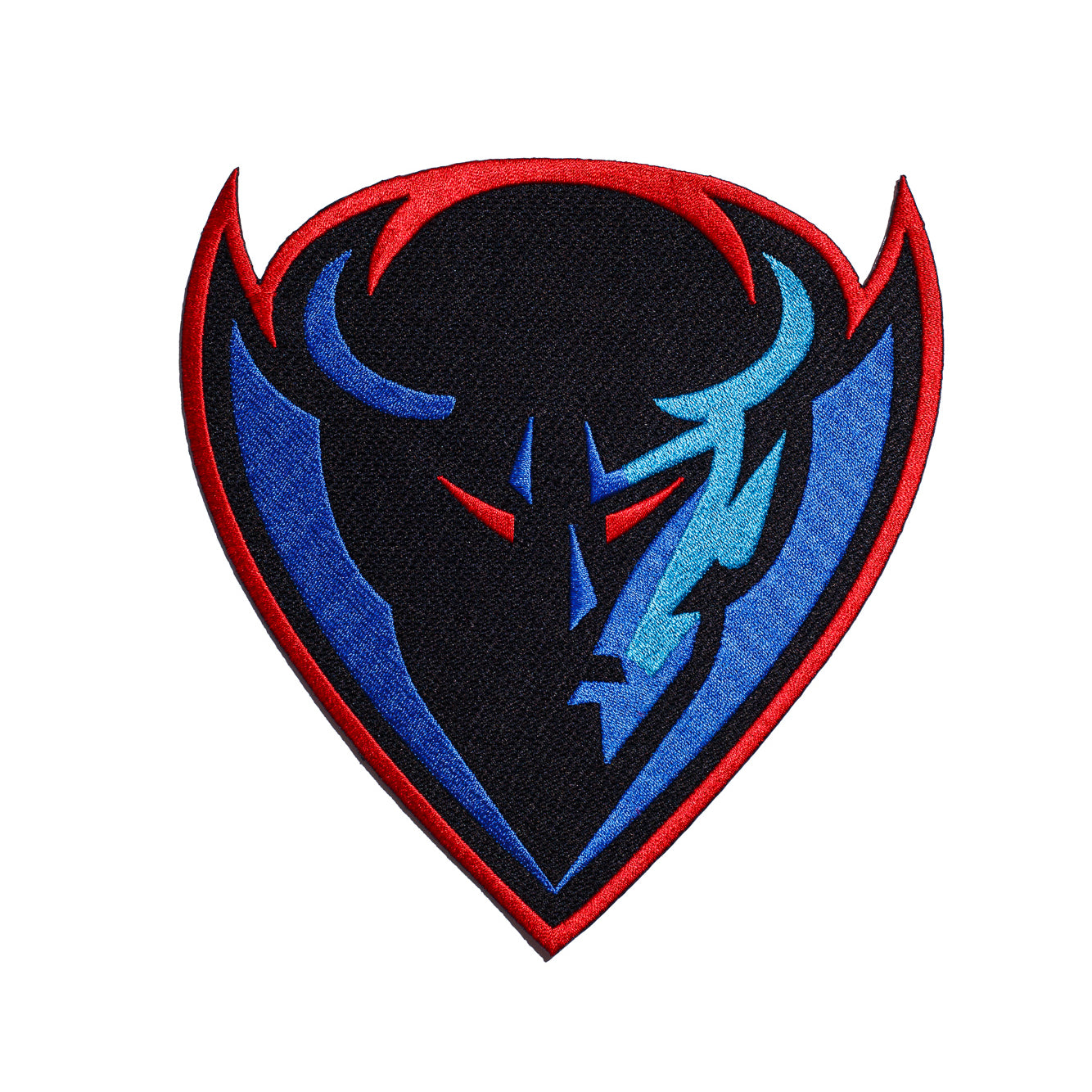 DePaul University DIBS Blue Demons varsity embroidered patch – premium iron-on patch featuring the official DePaul mascot in red, blue, and black, 6.2 inches wide by 6.5 inches tall