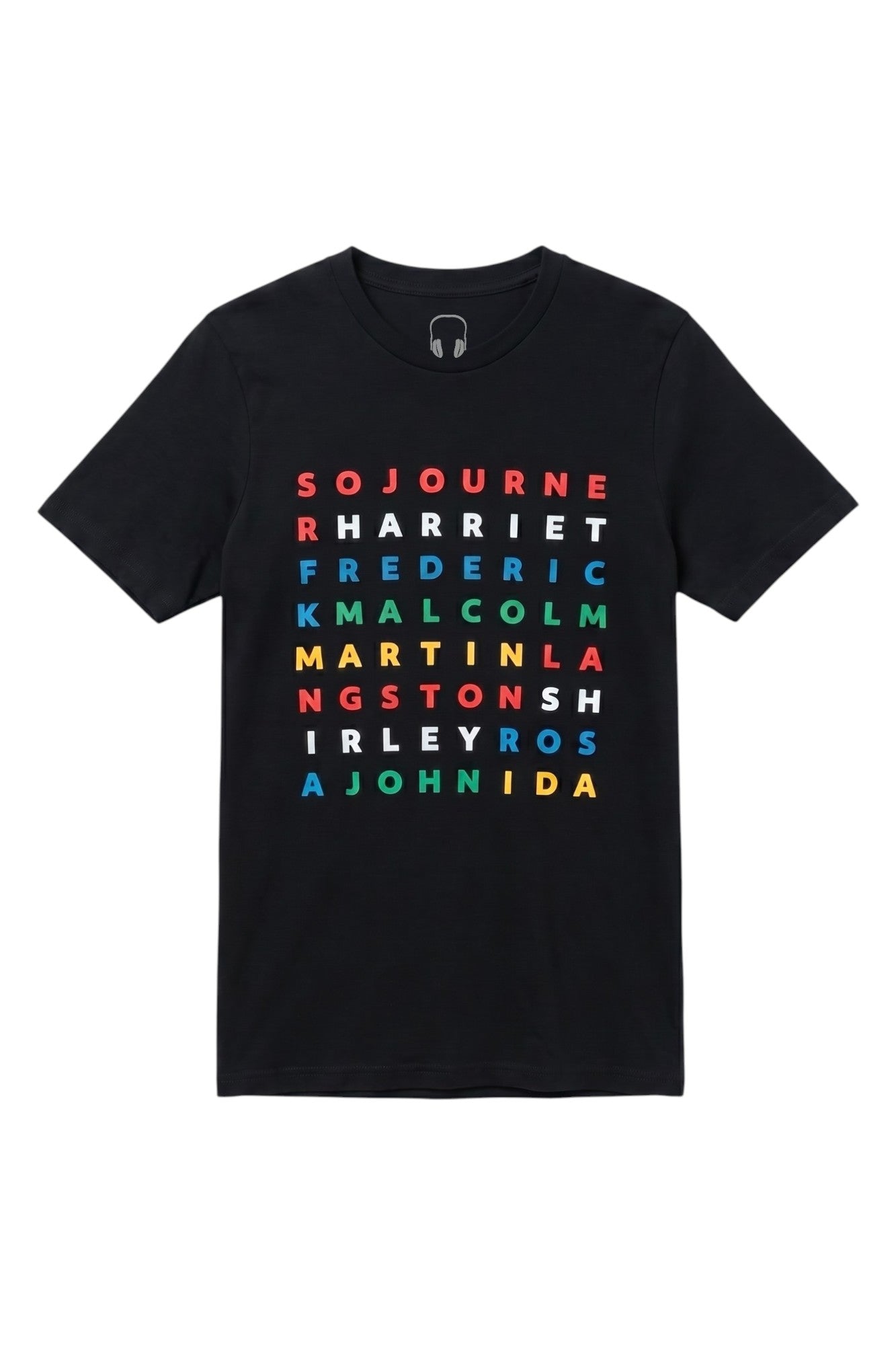 Front view of the black Civil War Flip The Script Graphic Tee, showcasing the premium 100% cotton drape, crew neck, and coverstitched sleeve details.
