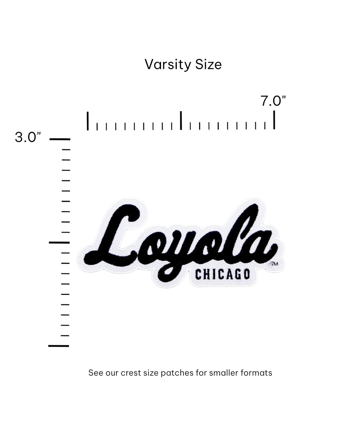 Loyola University Chicago Premium Script Logo Patch in Black and White by SOUNDOFF - size