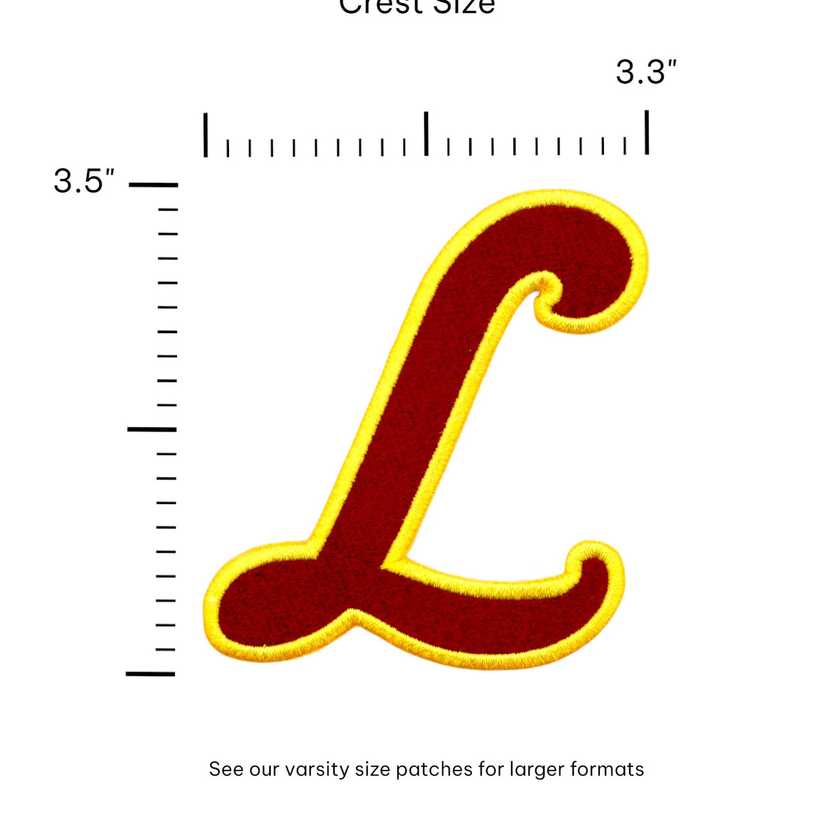 loyola university chicago script l embroidered crest patch front from soundoff with size