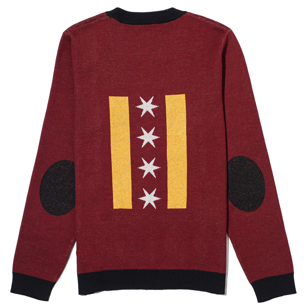 Loyola University Chicago Ramblers CHI Knit Classic Crew Neck Sweater by Soundoff in burgundy, mustard, black and white back