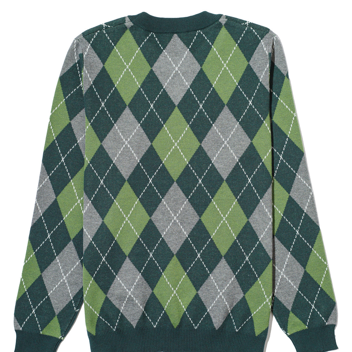 michigan state university classic crew neck argyle knit sweater back – pine green and white collegiate argyle pattern inspired by classic spartans style by soundoff