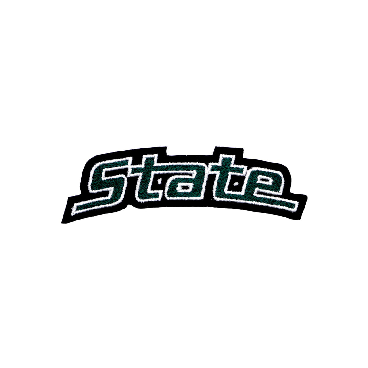 michigan state university “state” embroidered crest patch front view in spartan green and white – officially licensed msu spartans gear by soundoff