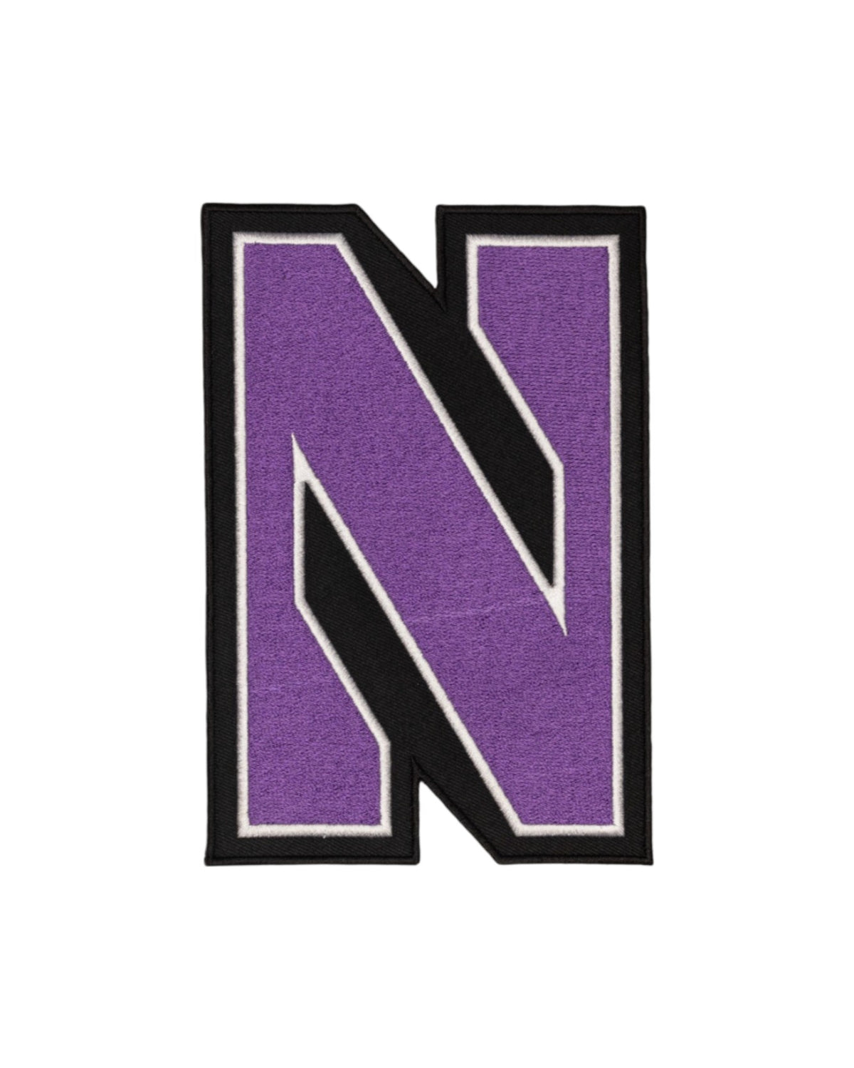 Northwestern University Block N Purple Embroidered Crest Patch with White and Black trim, 2.2 inches wide by 3.3 inches tall – SOUNDOFF FRONT