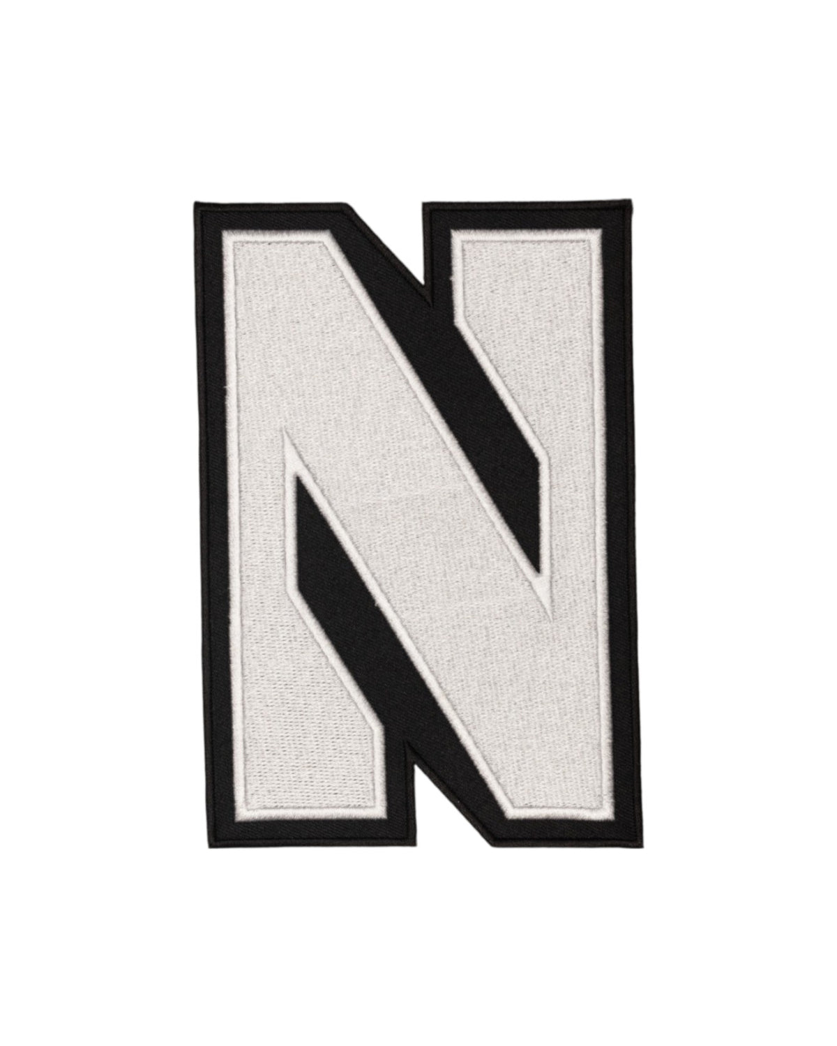 Northwestern University Block N White Embroidered Crest Patch with Black trim, 2.2 inches wide by 3.3 inches tall – SOUNDOFF FRONT
