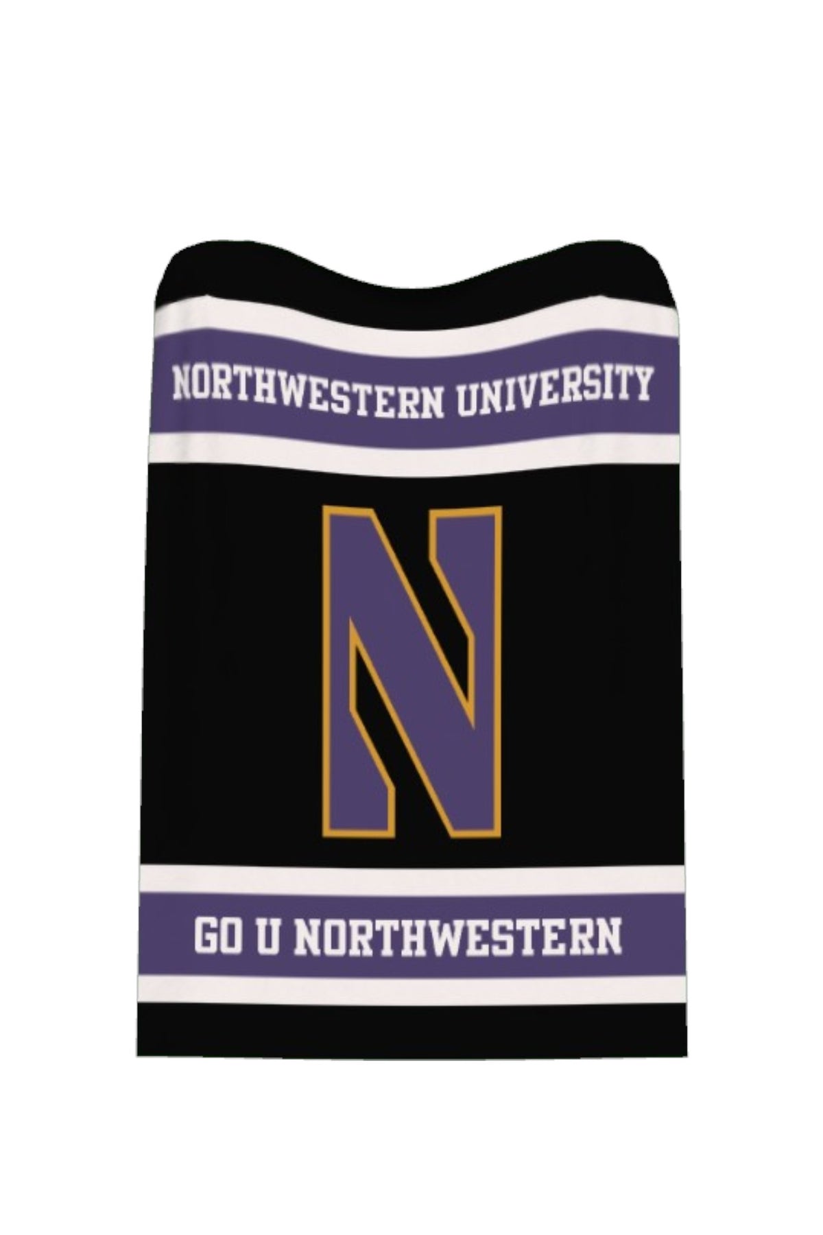Northwestern University throw blanket featuring Gothic N graphic in Purple and Gold by SOUNDOFF