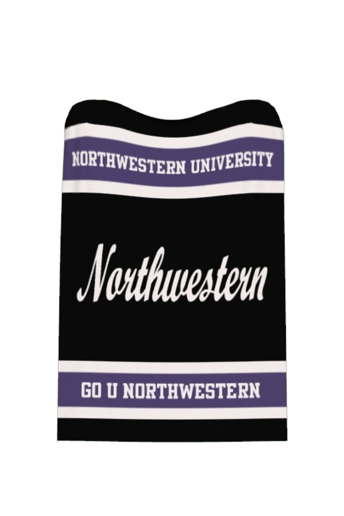 Northwestern University throw blanket featuring Bleach White Northwestern Script graphic by SOUNDOFF