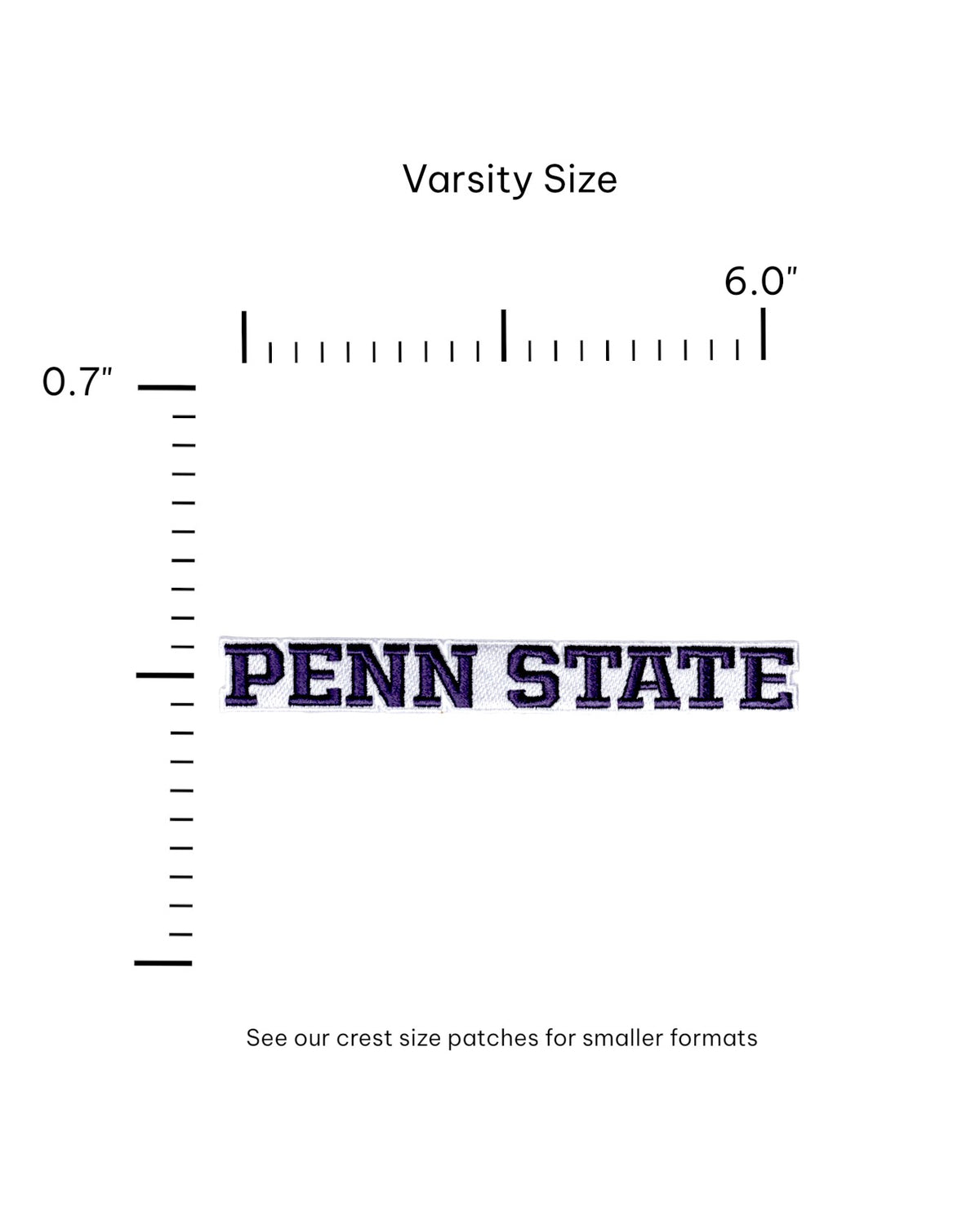 Penn State University Block Letter Embroidered Varsity Patch FRONT 6.0 x 0.7