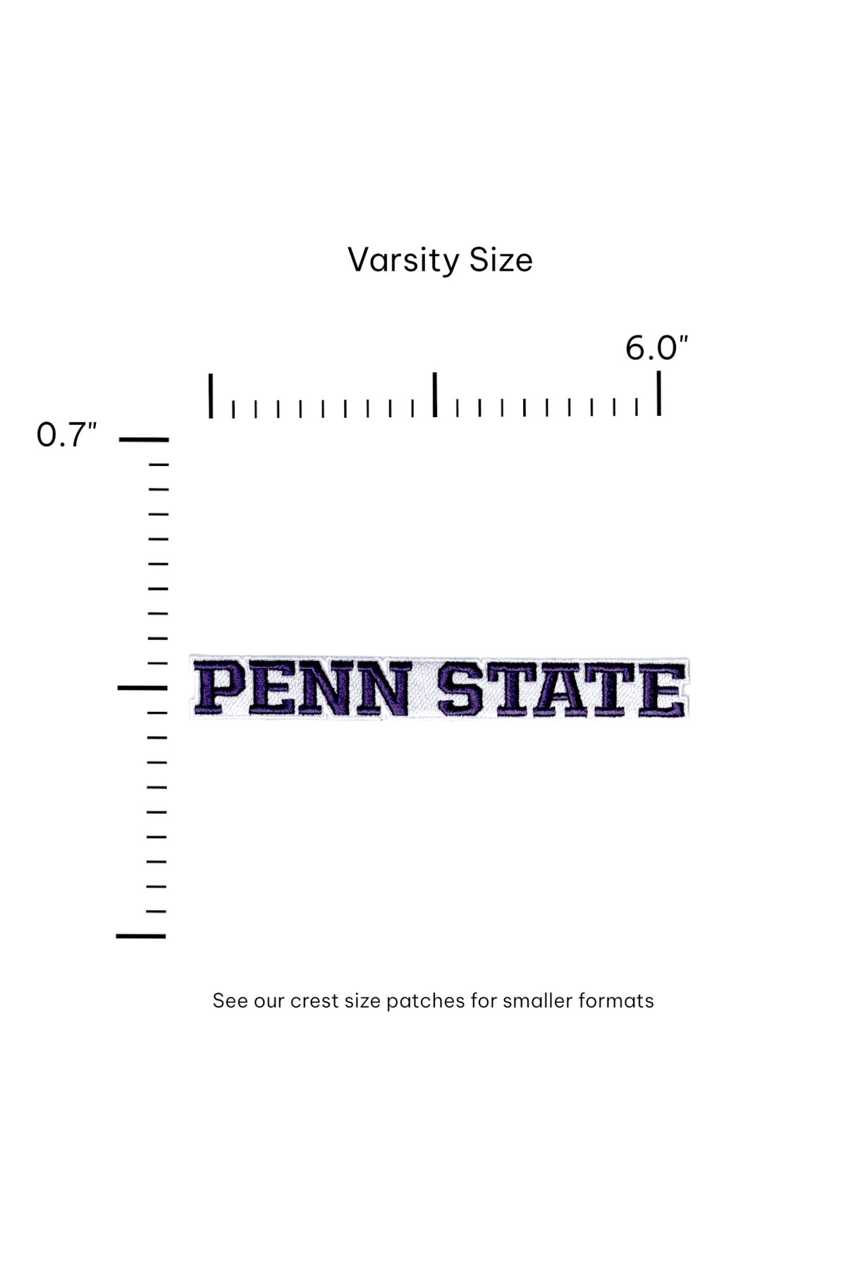 Penn State University Block Letter Embroidered Varsity Patch FRONT 6.0 x 0.7