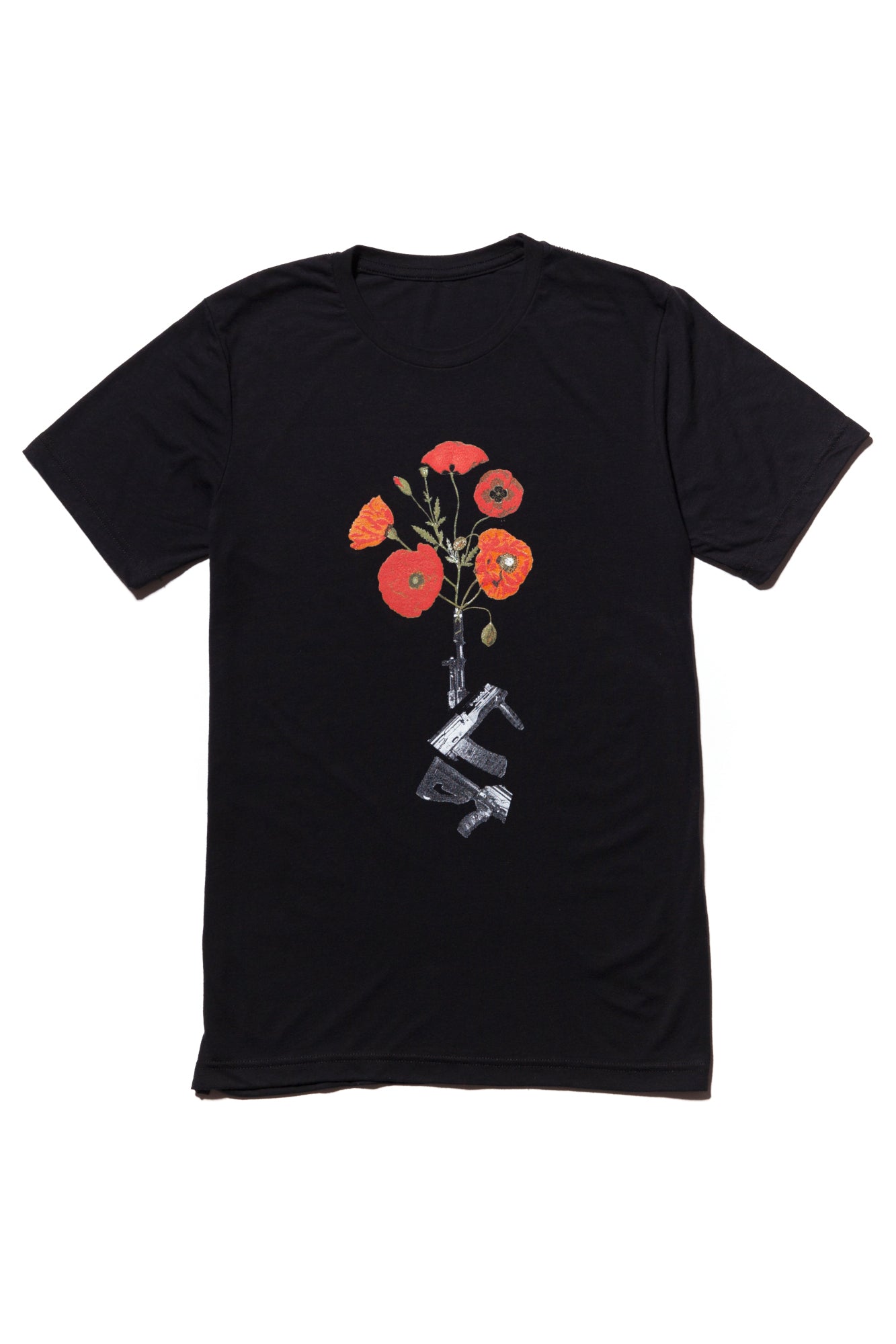 soundoff.mens.black.t.shirt.graphic.tee.give.peace.a.chance.cotton.polyester.rayon.blend.