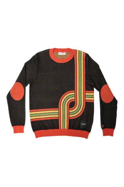 GROOVE LINES KNIT; BLACK & CHILI (MADE TO ORDER)