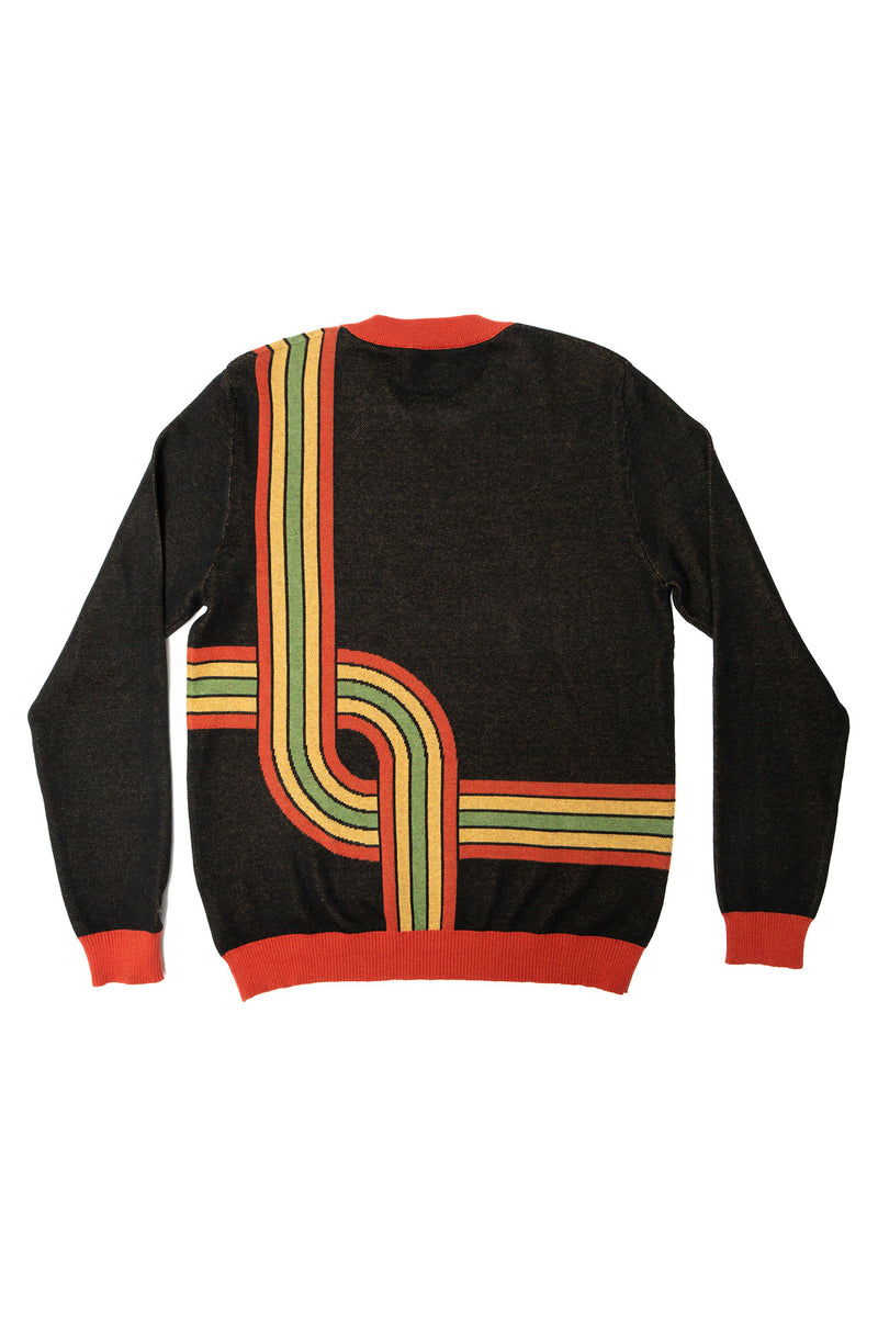 GROOVE LINES KNIT; BLACK & CHILI (MADE TO ORDER)