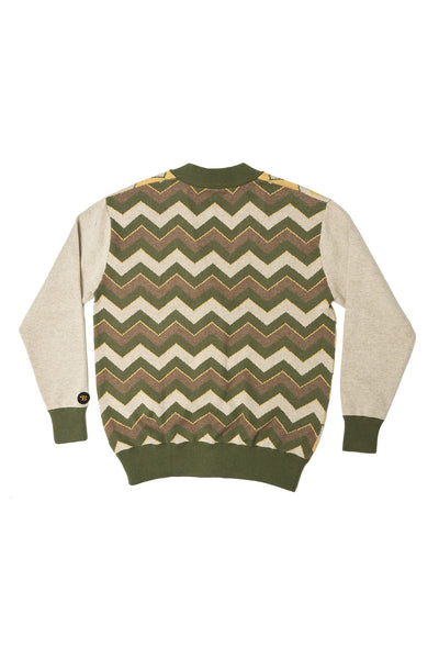 RETROWAVE KNIT; BEIGE & OLIVE (MADE TO ORDER)