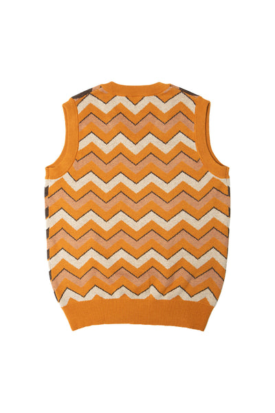 RETROWAVE KNIT; BEIGE & ORANGE (MADE TO ORDER)