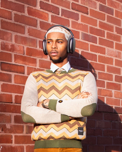 RETROWAVE KNIT; BEIGE & OLIVE (MADE TO ORDER)