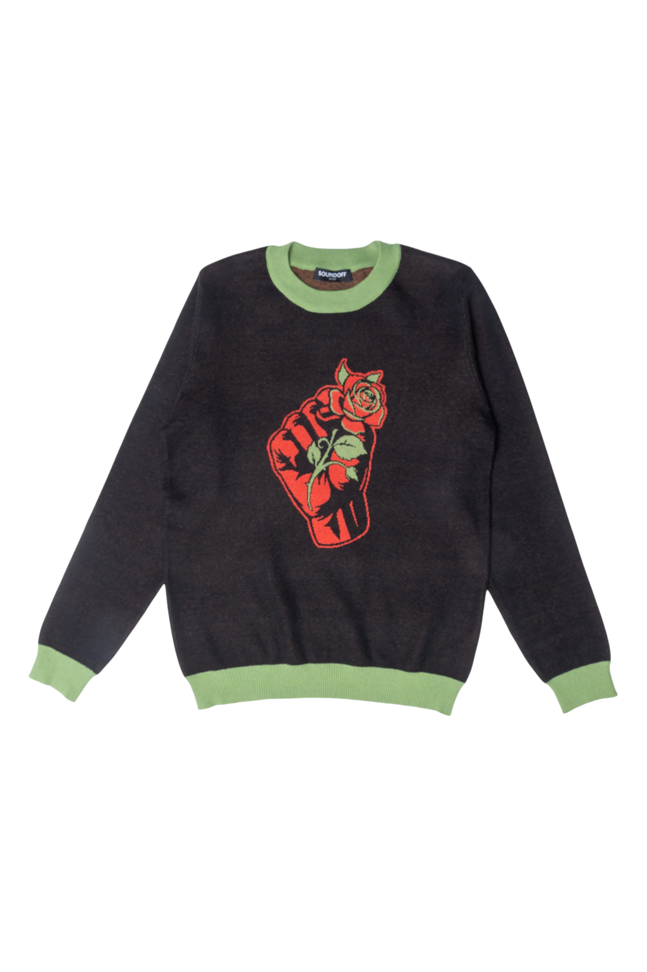 FIST & ROSE STILL I RISE KNIT; BLACK & GRASS (MADE TO ORDER)