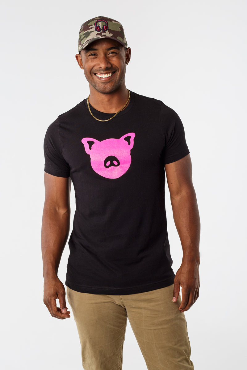 PIG ICON CREW T-SHIRT; BLACK