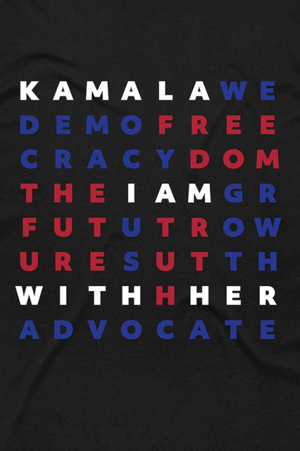 I'M WITH HER KAMALAGRAM T-SHIRT; BLACK