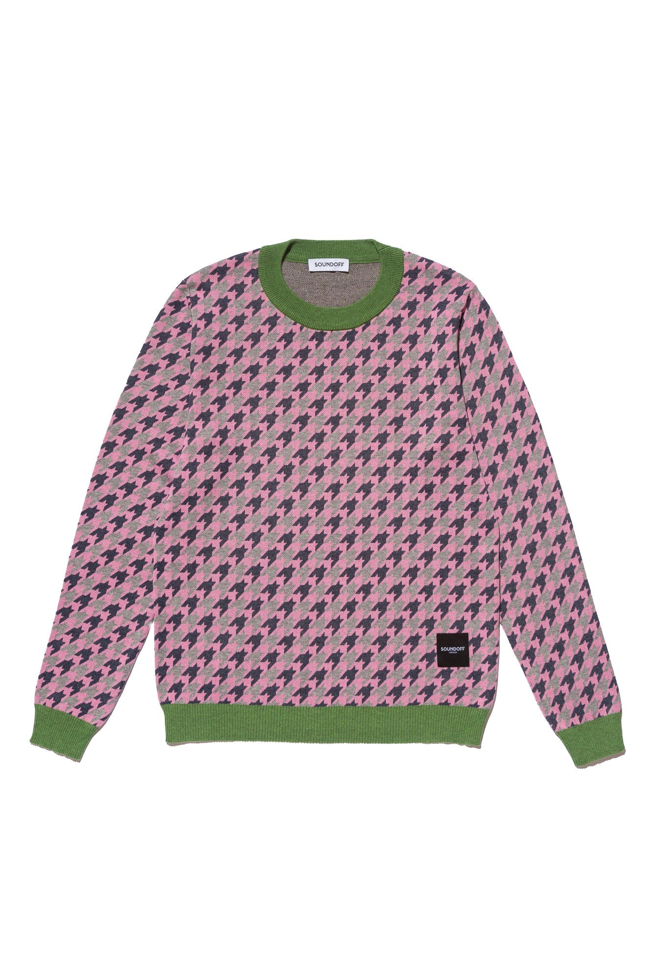 HOUNDSTOOTH KNIT; PINK & GRASS (MADE TO ORDER)