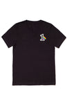 ONE HEART, ONE LOVE V-NECK T-SHIRT; BLACK & MAUVE