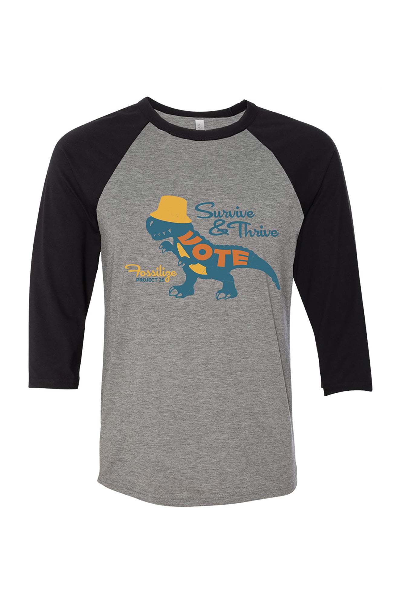 TREX WANTS YOU BASEBALL T-SHIRT; BLACK & GREY
