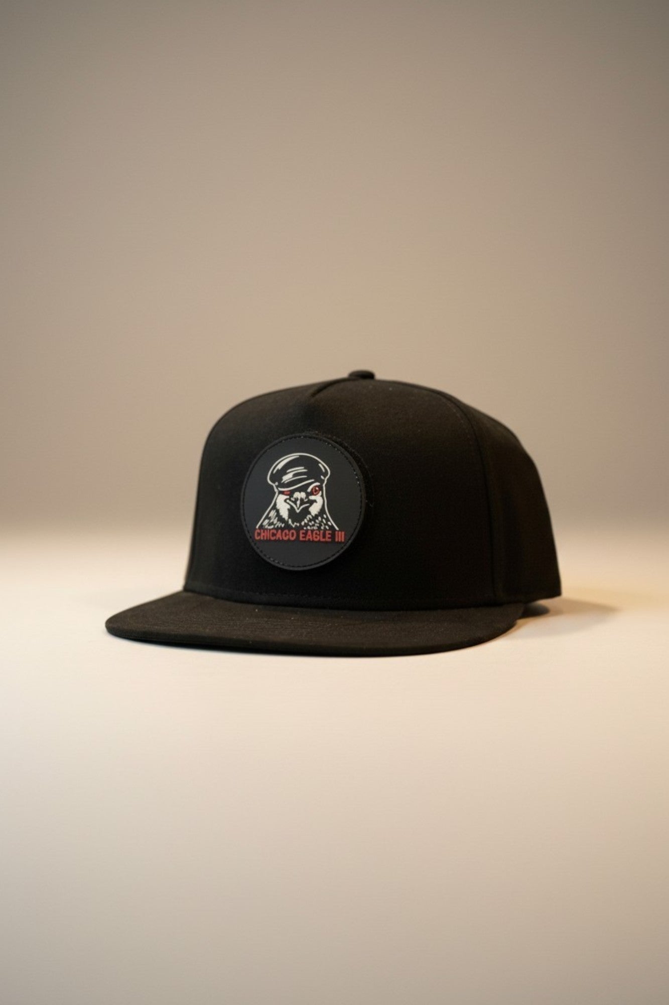 Chicago Eagle III PVC patch attached to the Blackout Patch & Wear™ Chicago Star Snapback.