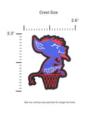 depaul university billy blue demon crest embroidered patch – premium iron-on patch featuring the official DePaul billy blue mascot in red and blue by soundoff with size