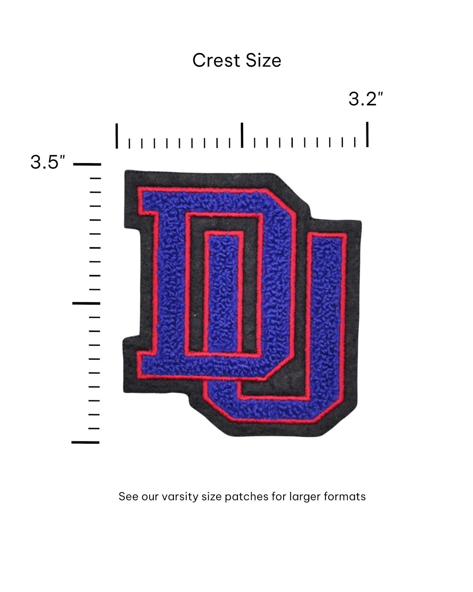 depaul university du chenille crest patch in demons blue and red by soundoff front with size
