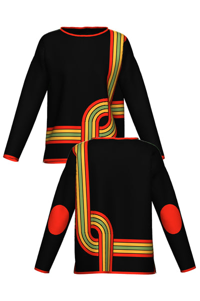 GROOVE LINES KNIT; BLACK & CHILI (MADE TO ORDER)