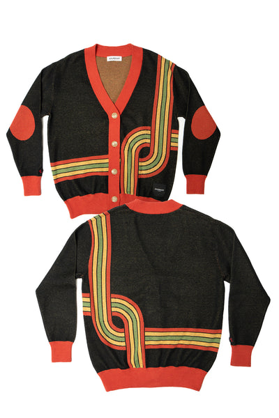 GROOVE LINES KNIT; BLACK & CHILI (MADE TO ORDER)