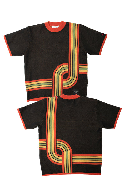 GROOVE LINES KNIT; BLACK & CHILI (MADE TO ORDER)
