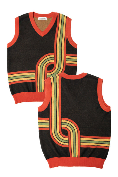 GROOVE LINES KNIT; BLACK & CHILI (MADE TO ORDER)