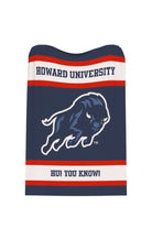 Howard University Varsity Knit Throw Blanket with Howard Bison Mascot full body 50 x 70 Navy Red and White by SOUNDOFF - product flat
