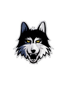 loyola university chicago wolf logo embroidered crest patch in black gray and mustard from soundoff front