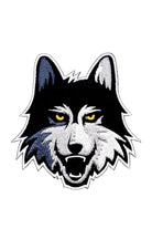 Loyola University Chicago LUC Wolf Embroidered Crest Patch in Black, Gray and Gold, 3.3 inches wide by 3.5 inches tall by SOUNDOFF - front