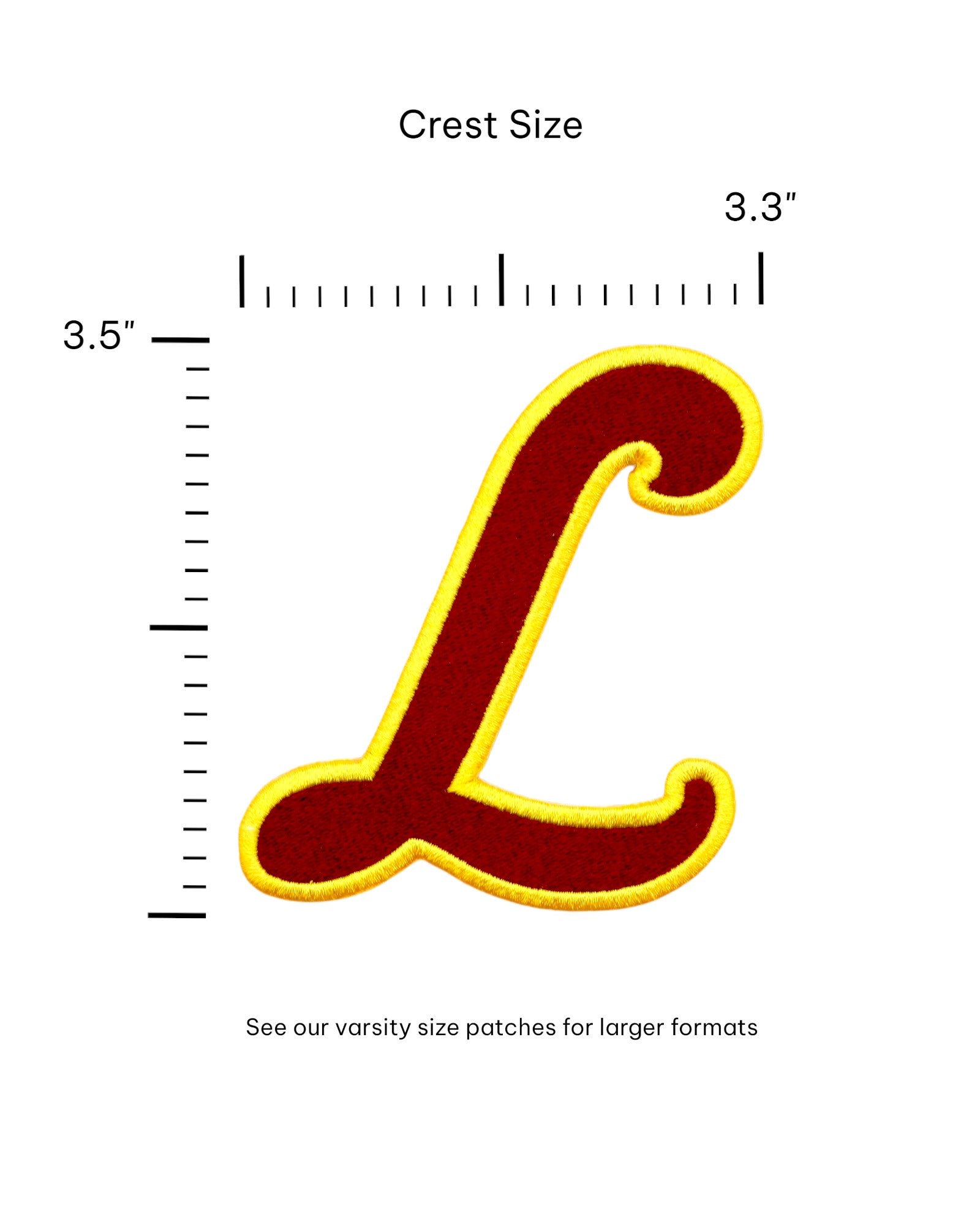 loyola university chicago script l embroidered crest patch front from soundoff with size