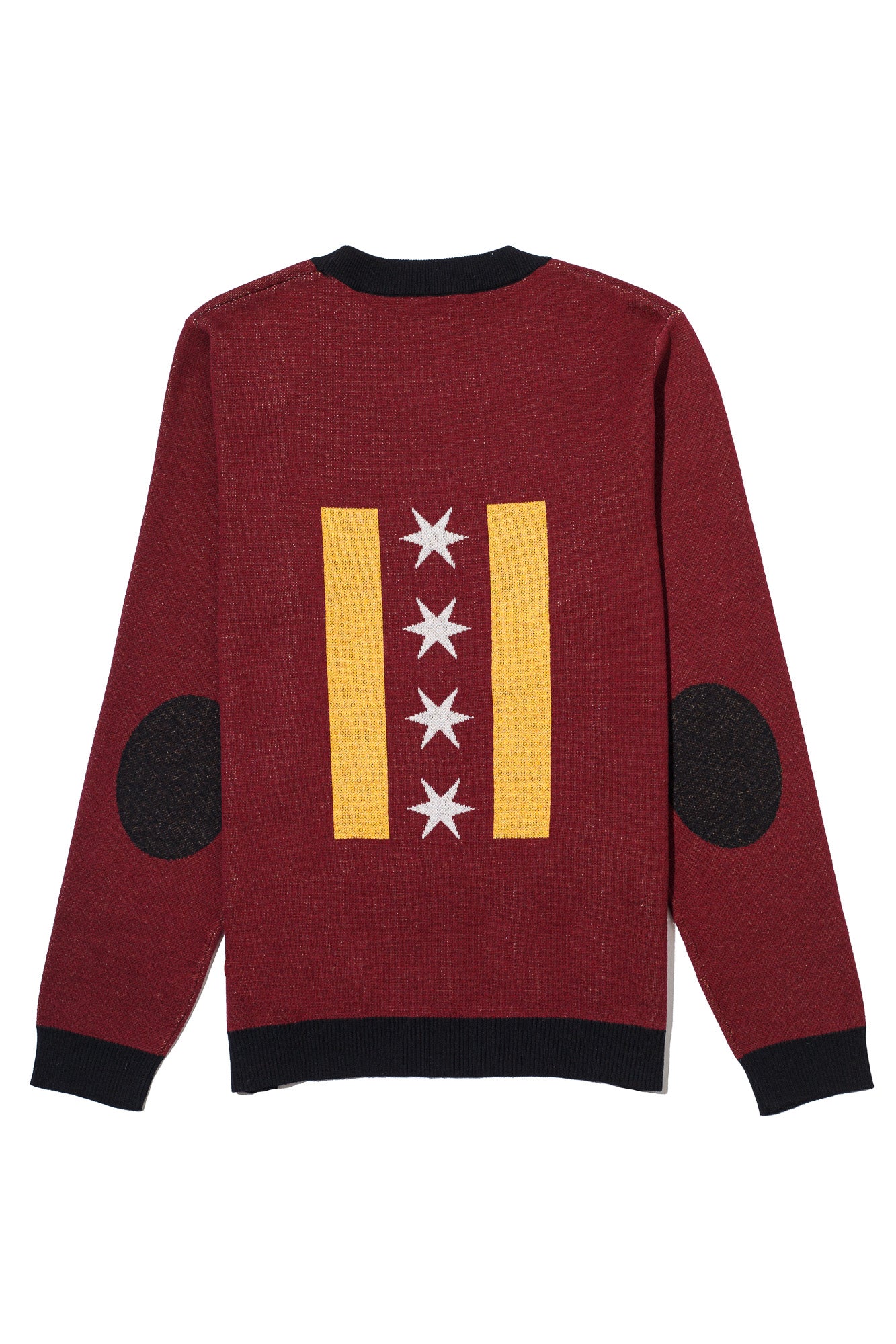 Loyola University Chicago Ramblers CHI Knit Classic Crew Neck Sweater by Soundoff in burgundy, mustard, black and white back