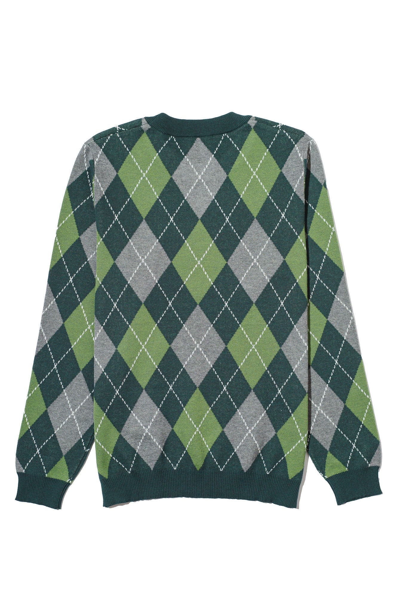 michigan state university classic crew neck argyle knit sweater back – pine green and white collegiate argyle pattern inspired by classic spartans style by soundoff