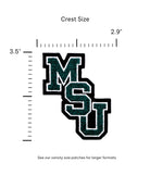 michigan state university msu interlock chenille crest patch in spartan green white and black – official iron-on patch for apparel and accessories by soundoff with size
