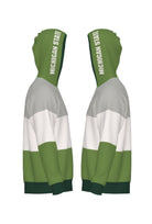 Michigan State Grass Green Varsity Tri Stripe Hooded Knit Sweater with white Block Michigan State graphic on grass green hood by SOUNDOFF - side