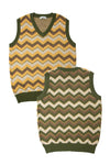 RETROWAVE KNIT; BEIGE & OLIVE (MADE TO ORDER)