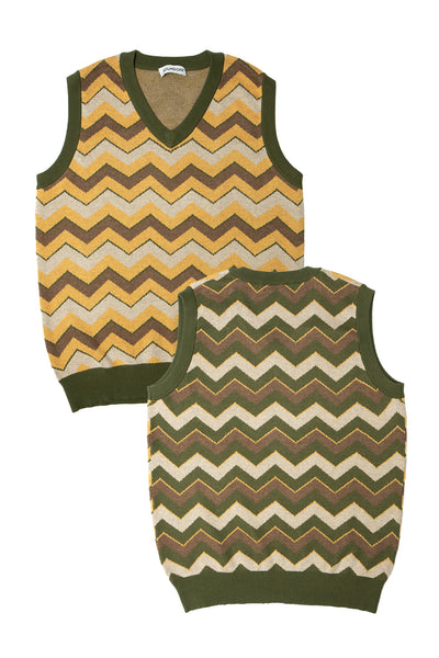 RETROWAVE KNIT; BEIGE & OLIVE (MADE TO ORDER)