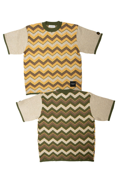 RETROWAVE KNIT; BEIGE & OLIVE (MADE TO ORDER)