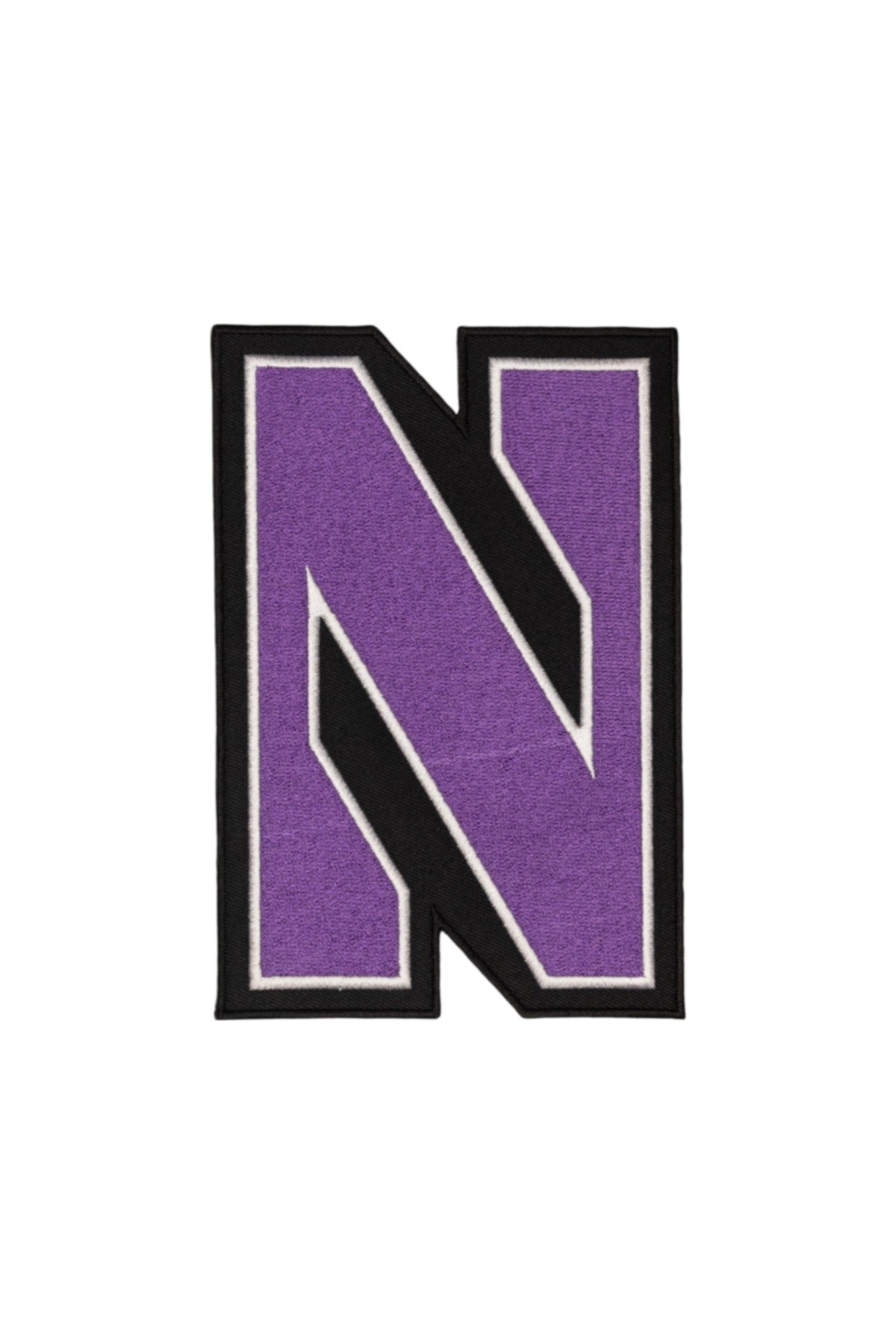 Northwestern University Block N Purple Embroidered Crest Patch with White and Black trim, 2.2 inches wide by 3.3 inches tall – SOUNDOFF FRONT