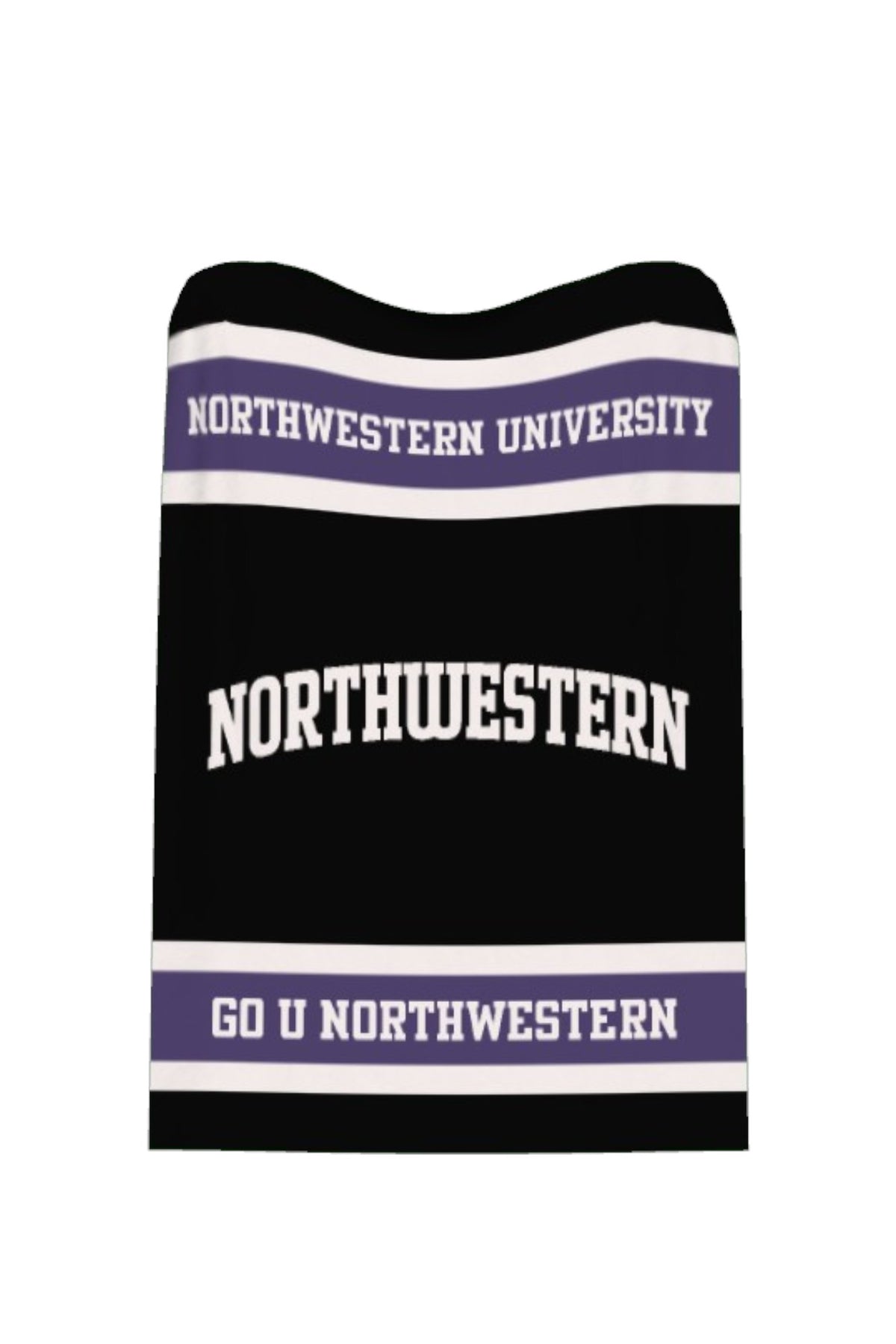 Northwestern University throw blanket featuring arched Bleach White Block NORTHWESTERN graphic by SOUNDOFF